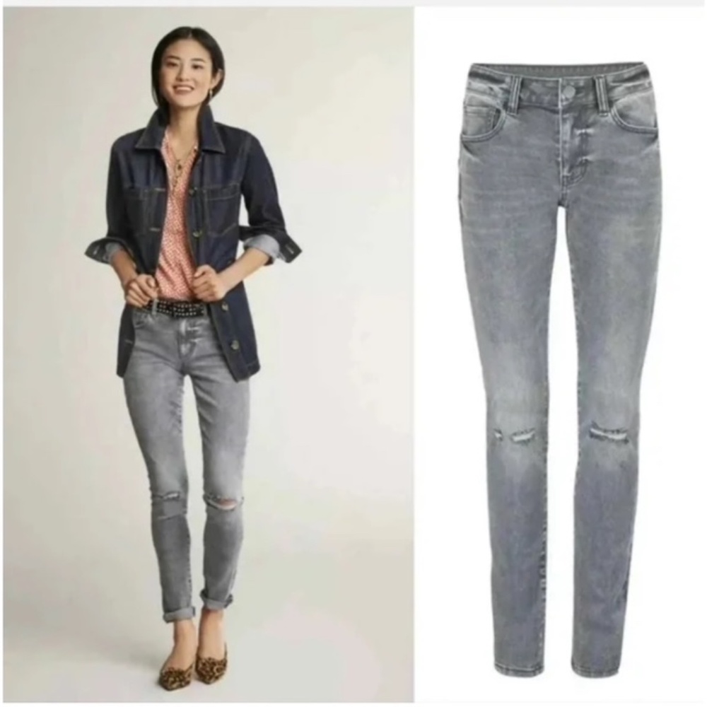 CABI #3939 High Skinny Gray Vapor Wash Denim Jeans Size 6 EUC